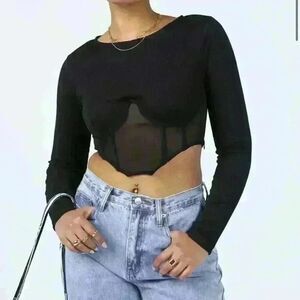 Princess Polly NOT YOUR BABY LONG SLEEVE TOP BLACK